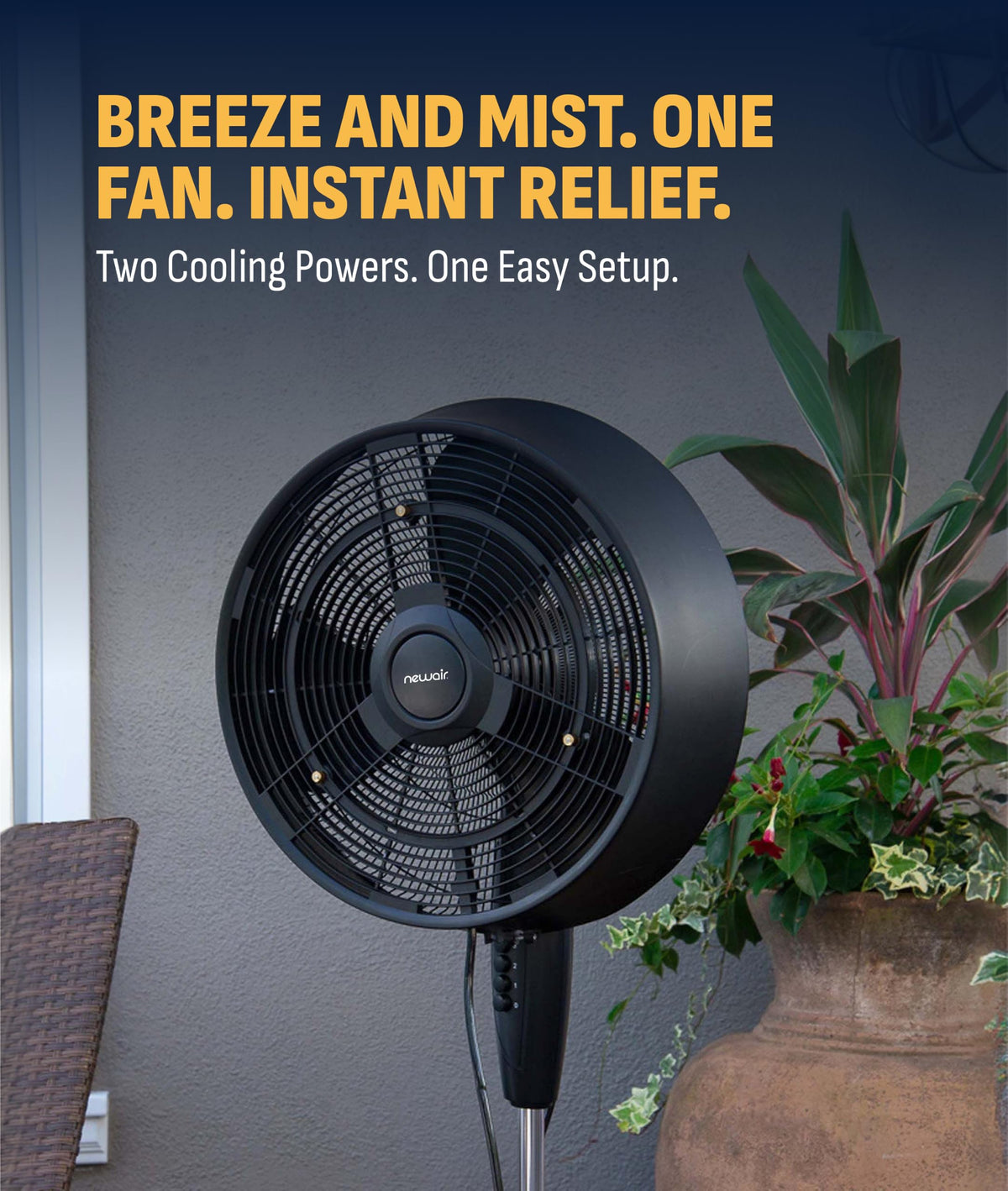 Outdoor Misting Pedestal Fan 1,600 CFM Oscillating 3 Speeds Z143740