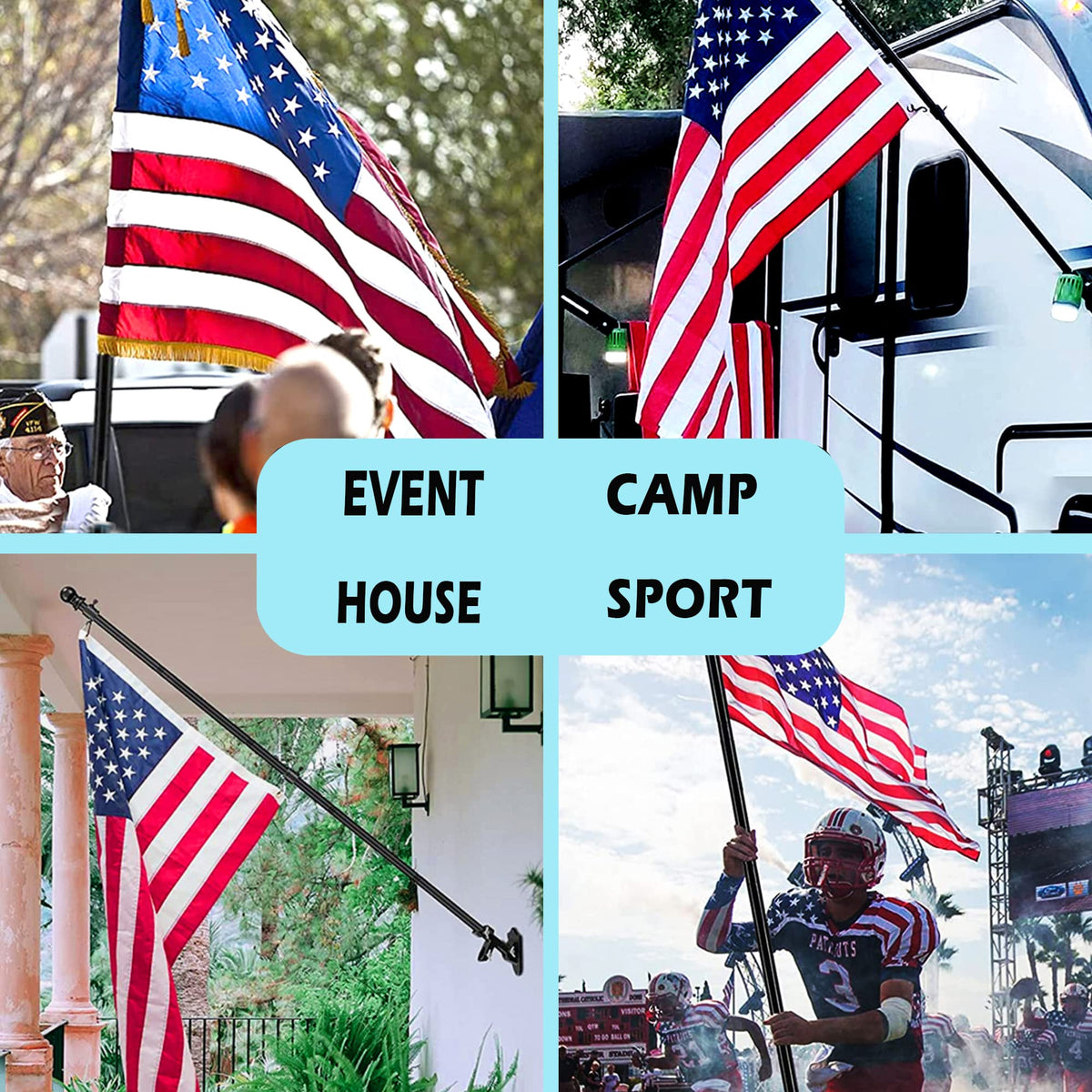 6FT Tangle Free Spinning Metal Flag Pole Kit with 3x5 Flag R79440