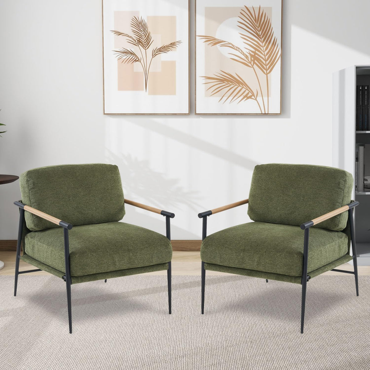Green Chenille Accent Chair Set of 2 X243646