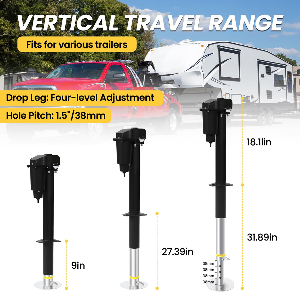 12V 3500lb Electric Tongue Jack with Drop Foot & LED Light X604131