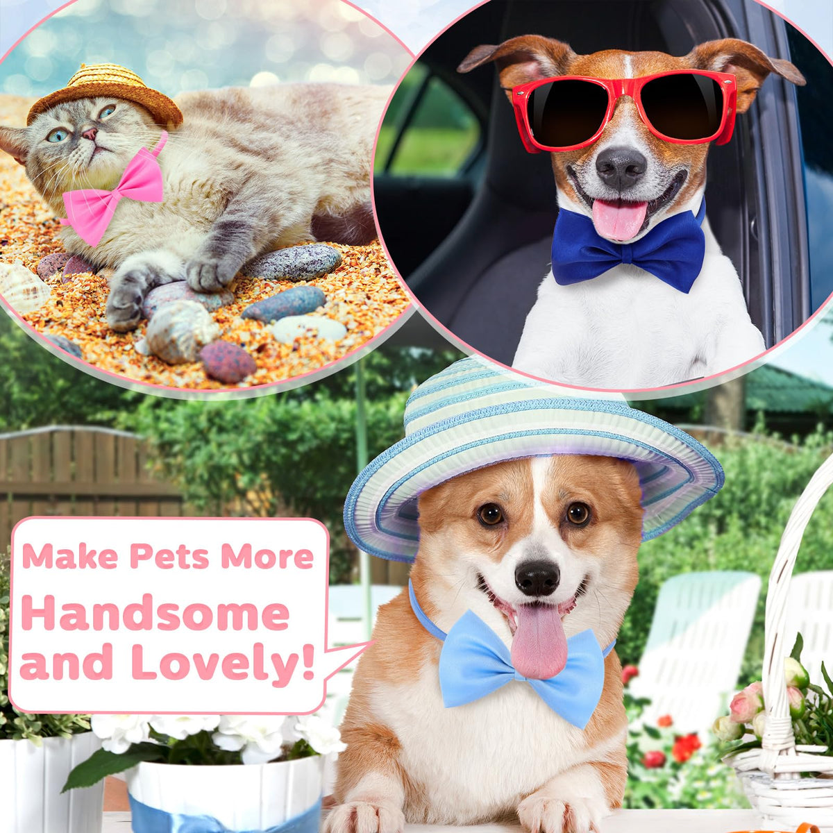 240 Pcs Dog Bow Ties with Adjustable Collar P160230