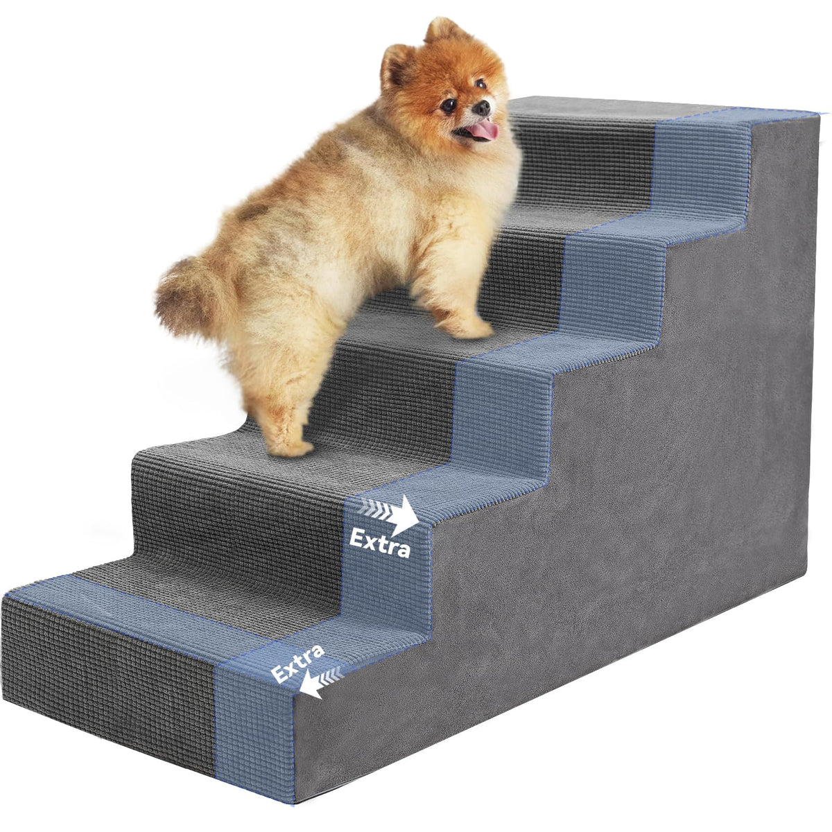 23”H Grey 5 Steps Non-Slip Foam Pet Stairs R93235