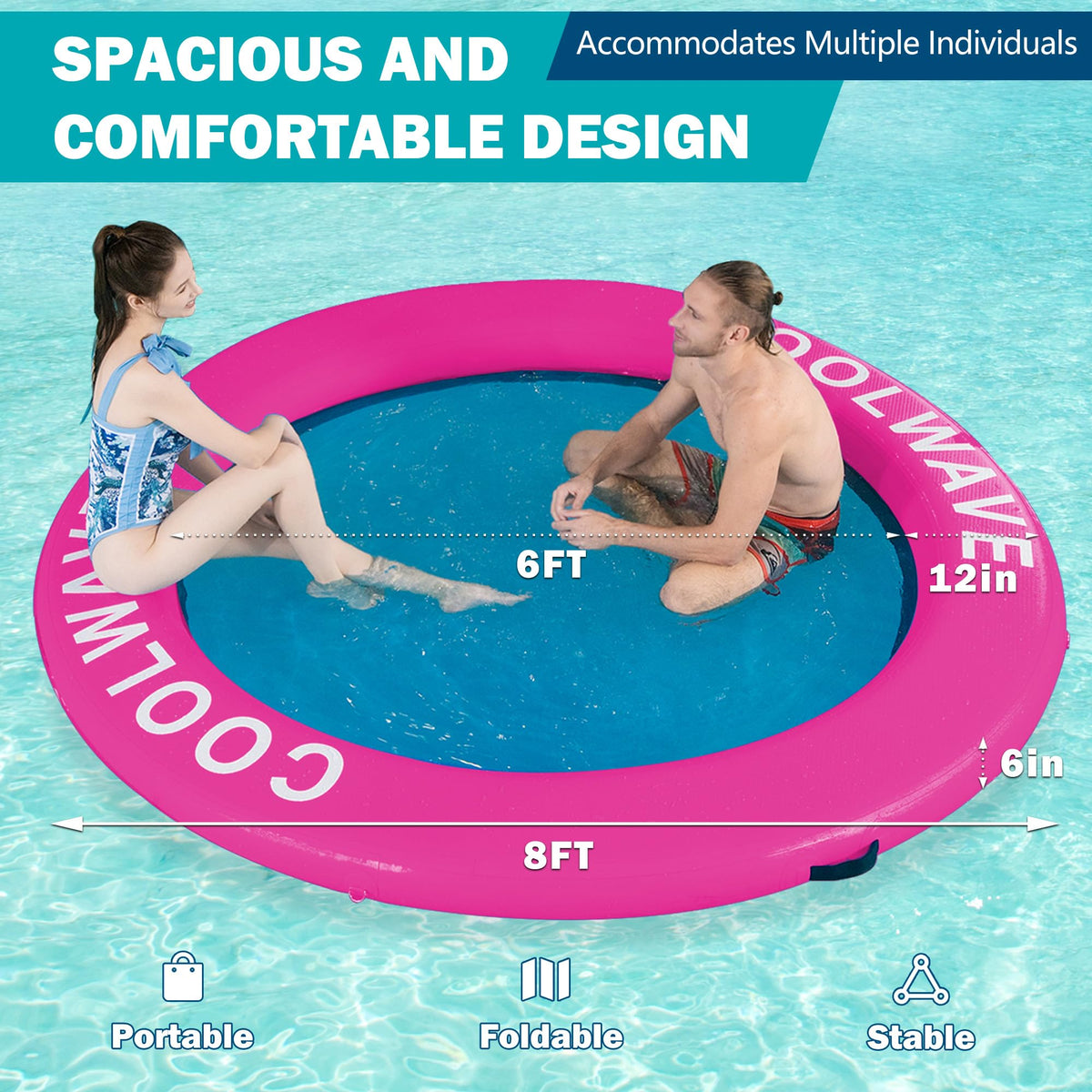 Inflatable Water Hammock Floating Dock with Cup Holders R67913