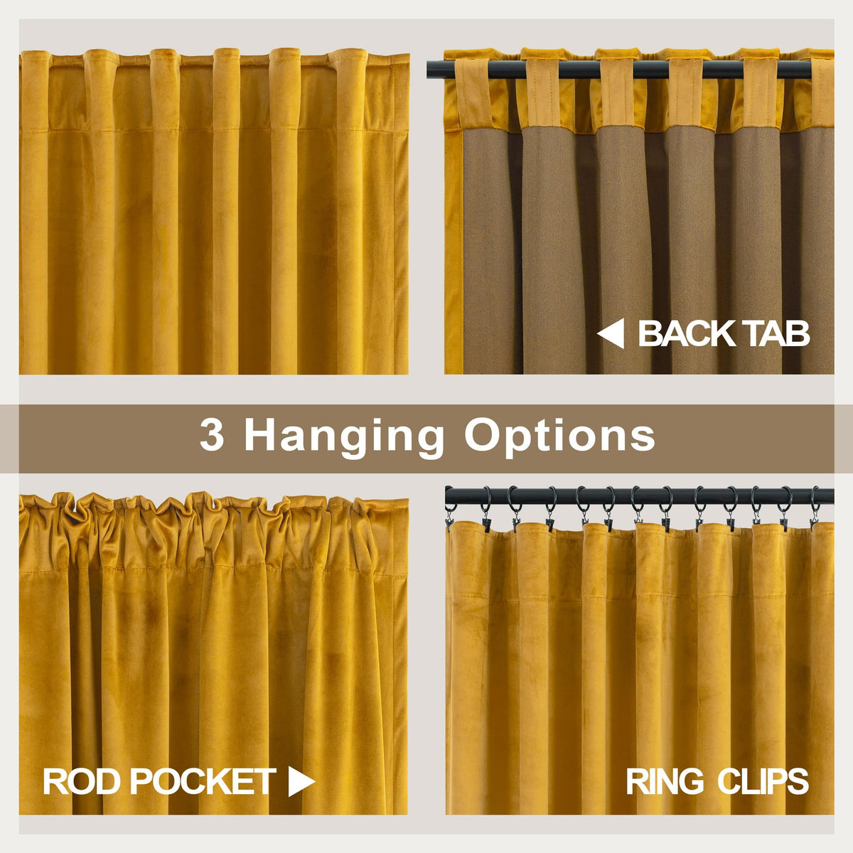 Mustard Yellow Gold Velvet Curtain 84 Inch 2 Panel T91369
