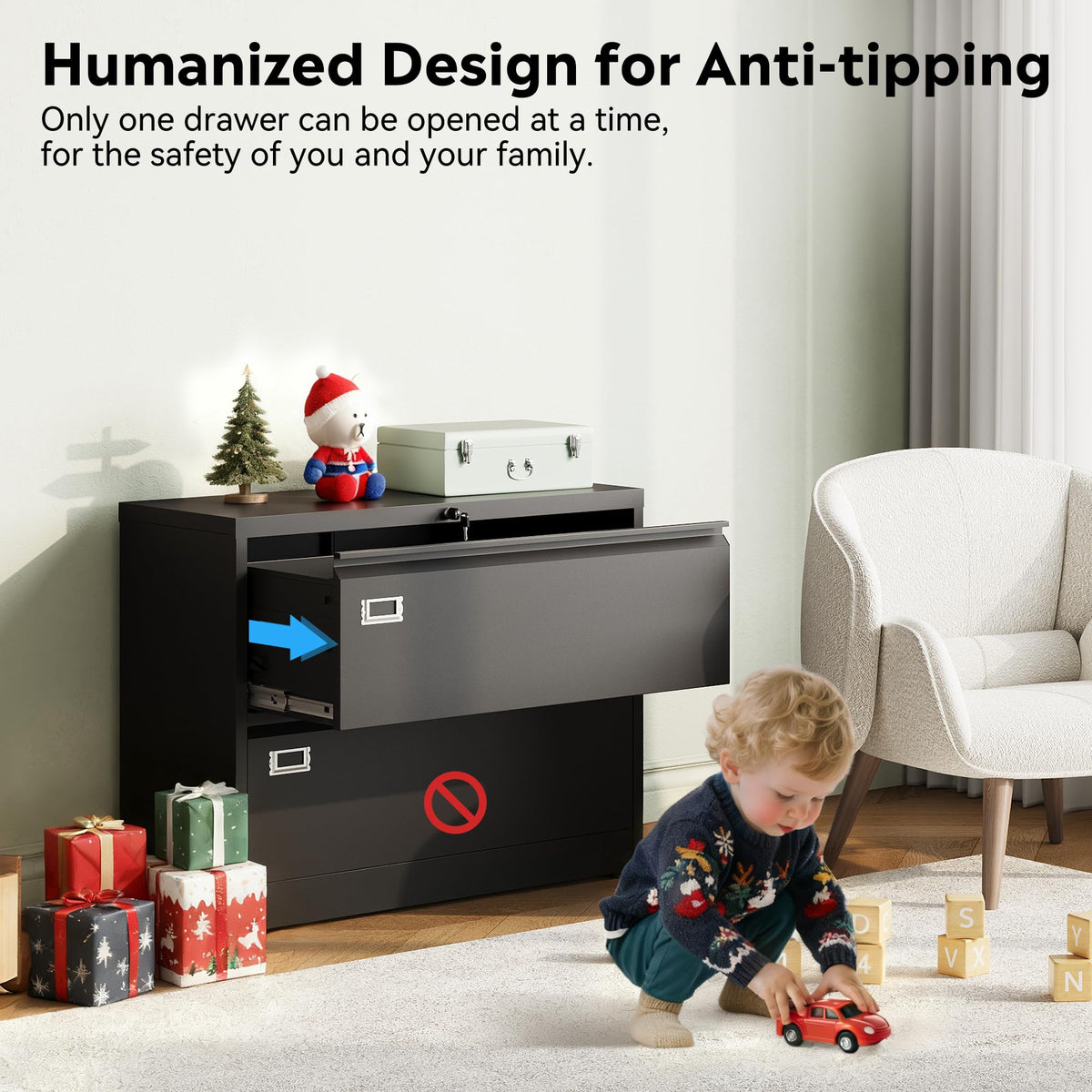 2 Drawer File Cabinet with Lock O25365