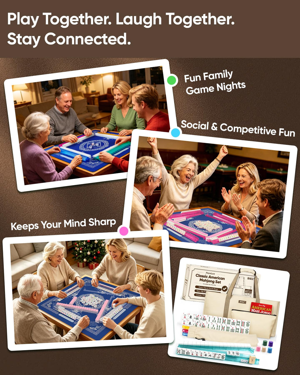 American Mahjong Tile Set with Game Accessories X480