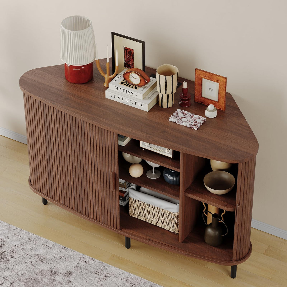 47 Inch Walnut Corner TV Stand M998158