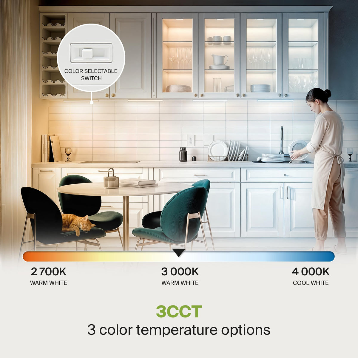 LED Under Cabinet Lighting 24 Inch Dimmable 3CCT White U435