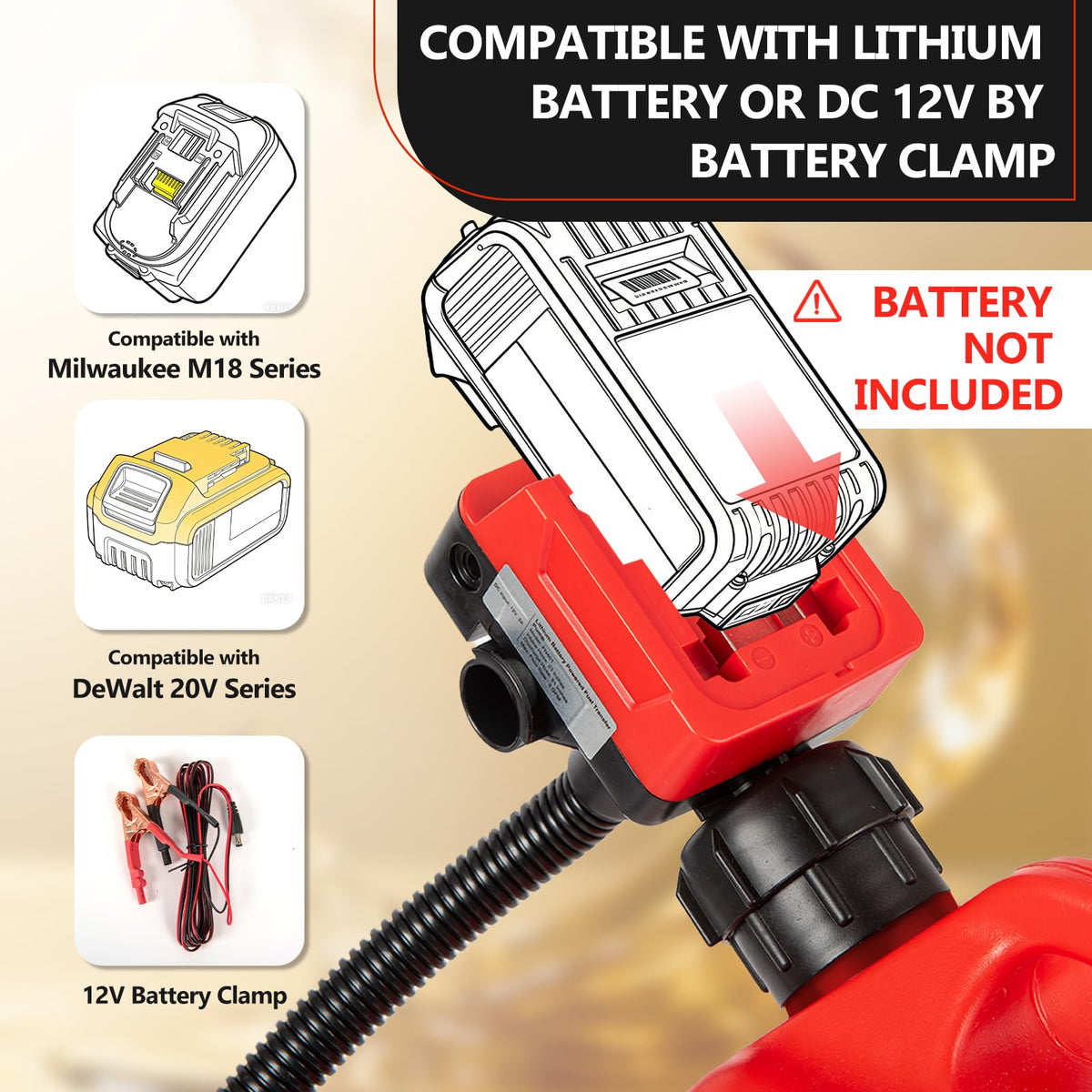 Cordless Gas Pump with Auto-Stop & Hand Nozzle, 51" Hose K60259