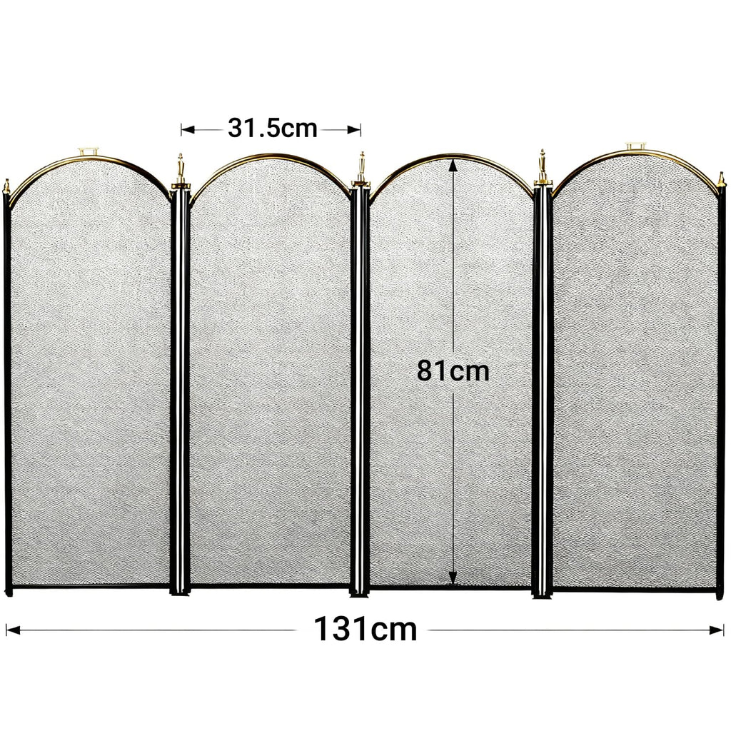 Large Gold 4 Panel Wrought Iron Fireplace Screen Z5477