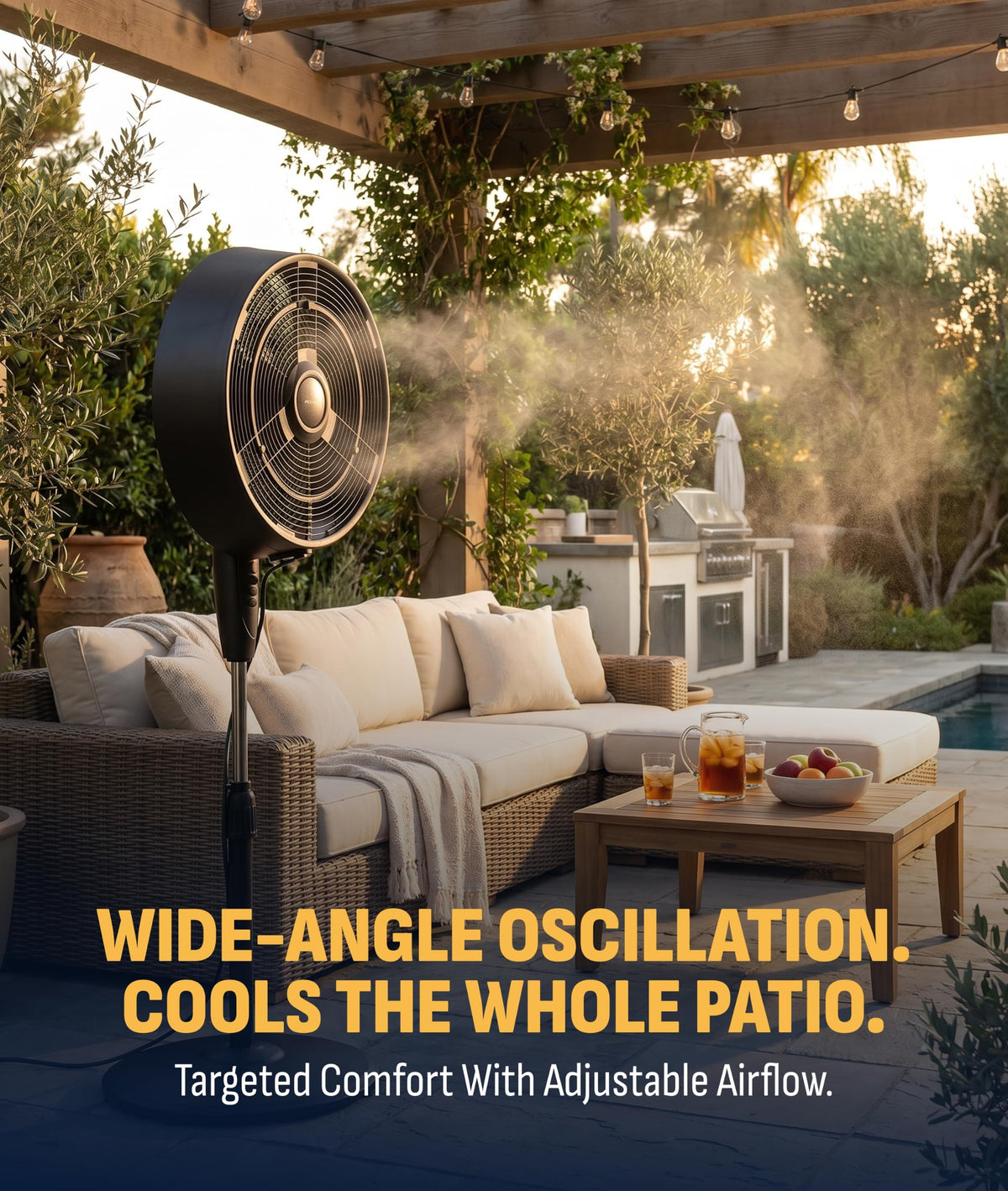 Outdoor Misting Pedestal Fan 1,600 CFM Oscillating 3 Speeds Z143740