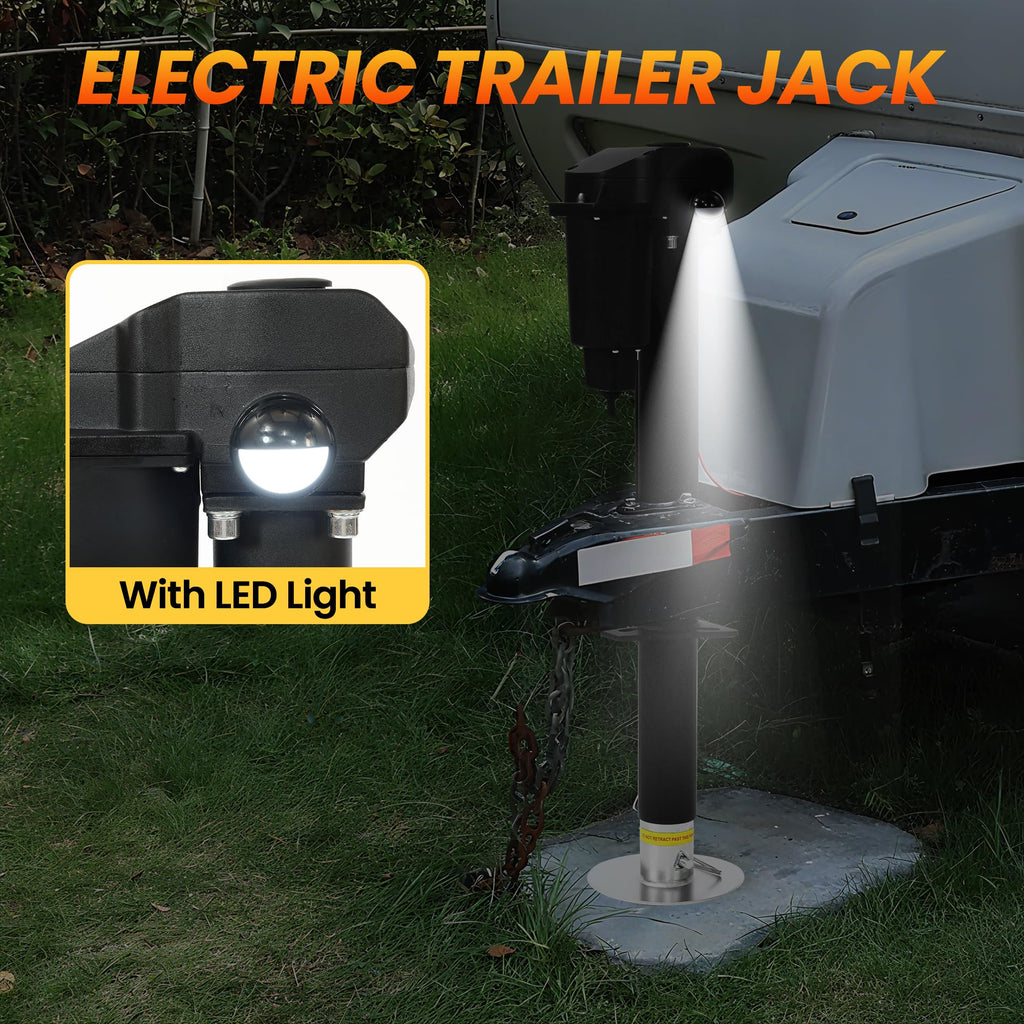 12V 3500lb Electric Tongue Jack with Drop Foot & LED Light X604131