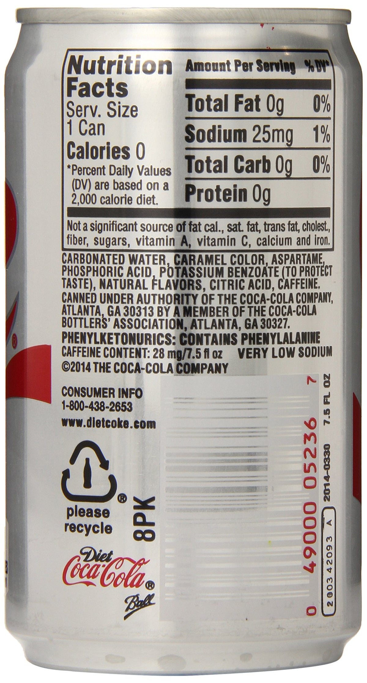 Diet Coke Mini-Cans, 7.5 fl oz (Pack of 24) O289829