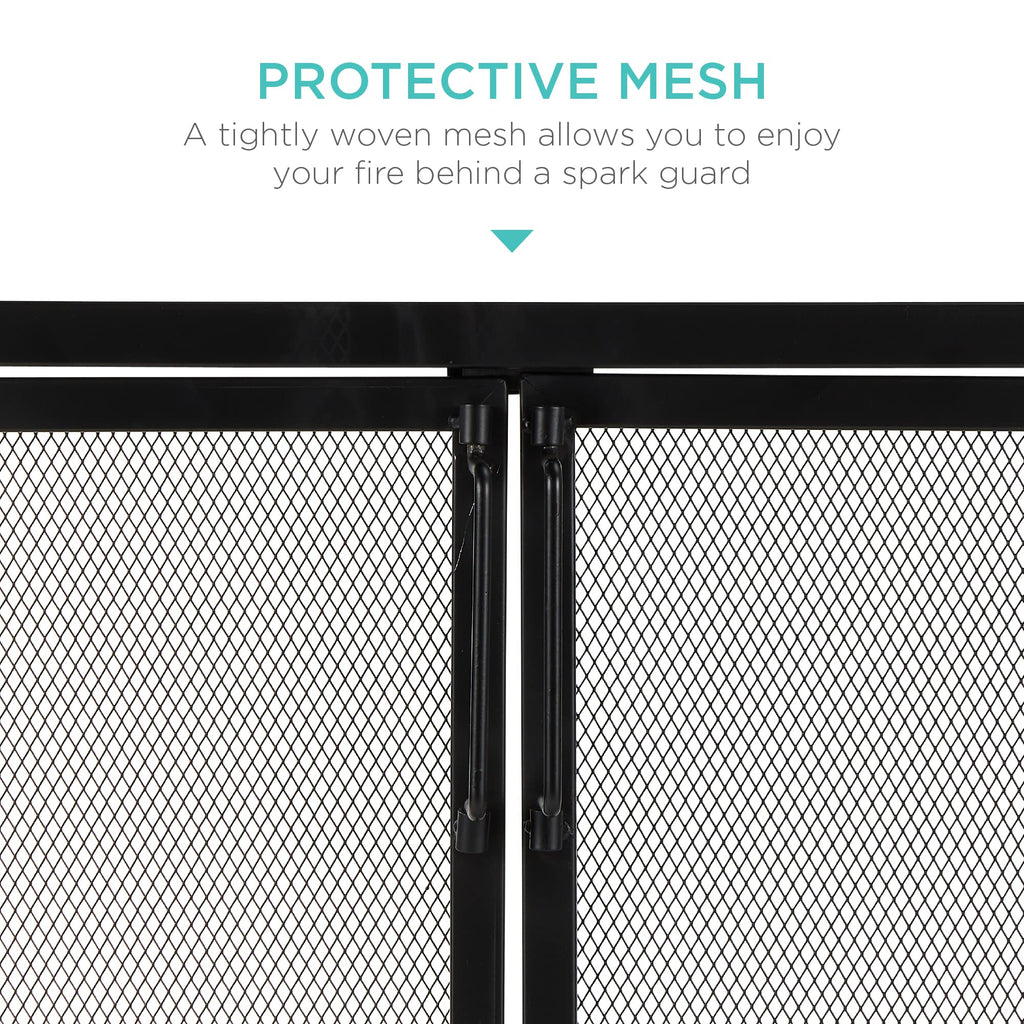 38.5x31in 2-Door Black Wrought Iron Fireplace Screen Y60711