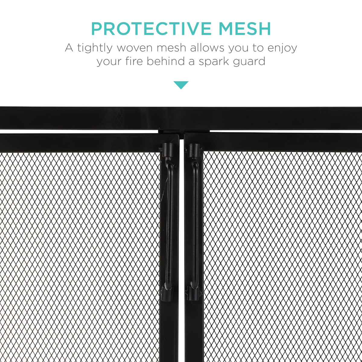 38.5x31in 2-Door Black Wrought Iron Fireplace Screen Y60711
