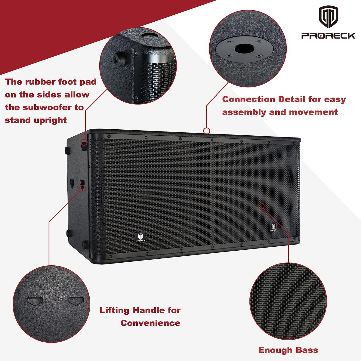 Active Powered PA DJ Subwoofer Cabinet Dual 18 inch 5000W with Class-D Amplifier, Black A5061
