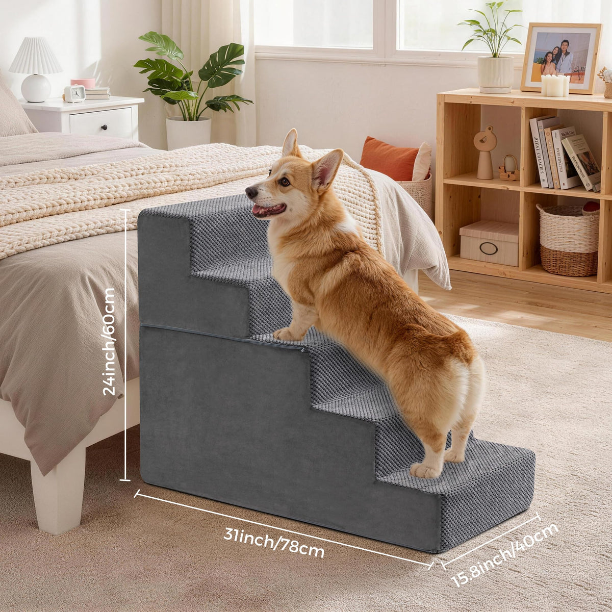 Detachable Non-Slip Grey Dog Stairs I1637