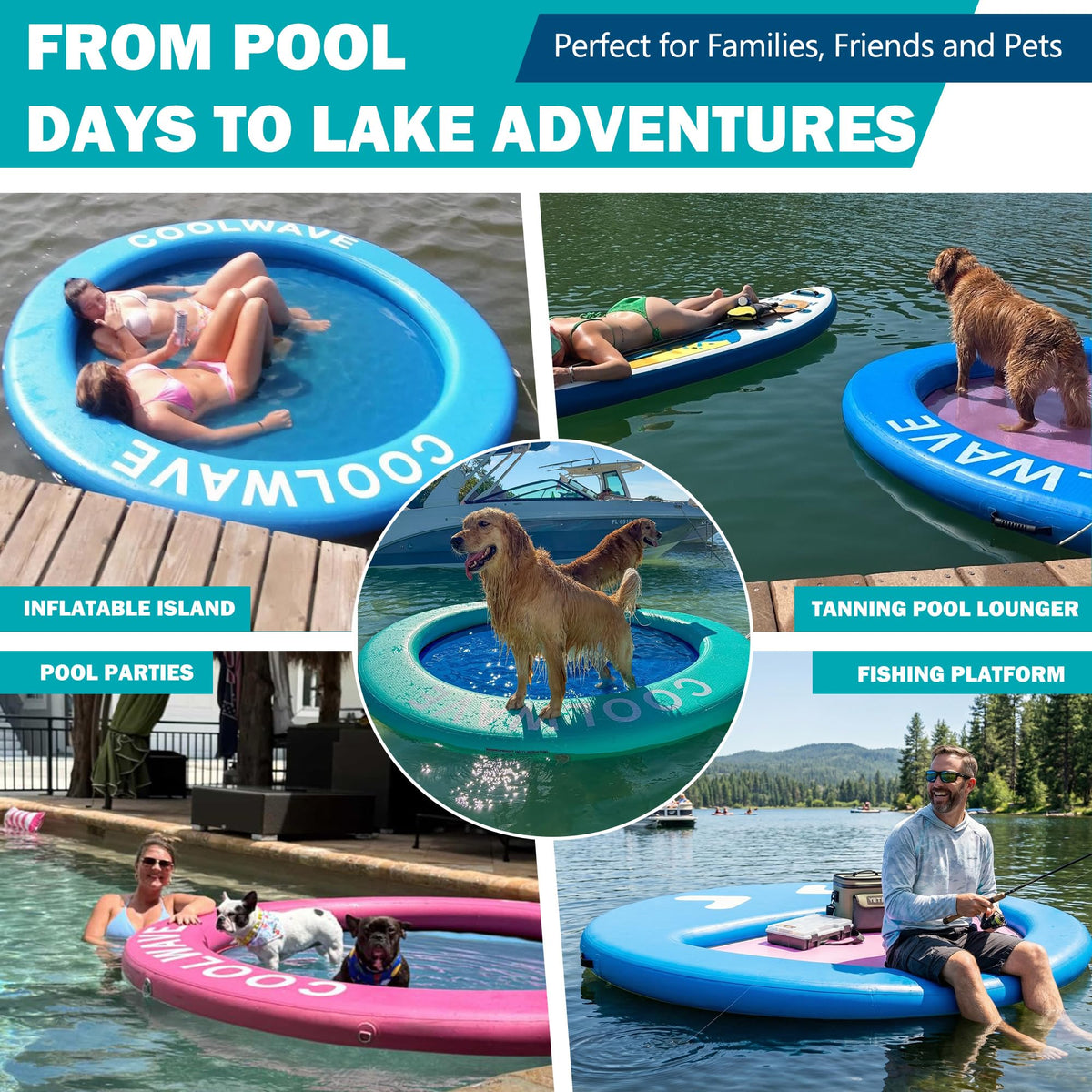 Inflatable Water Hammock Floating Dock with Cup Holders R67913