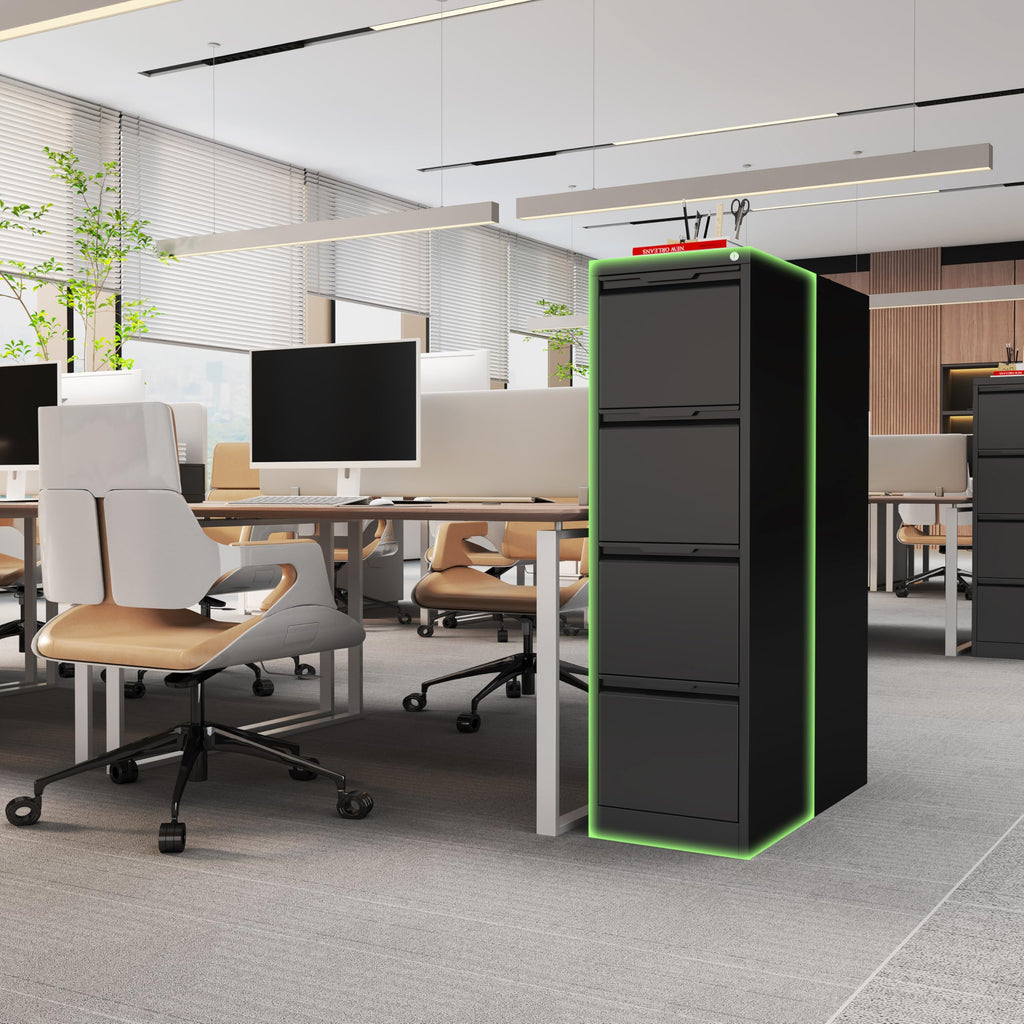 Black 4 Drawer Metal File Cabinet with Lock X382744