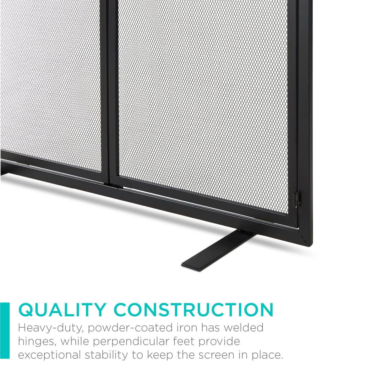 38.5x31in 2-Door Black Wrought Iron Fireplace Screen Y60711
