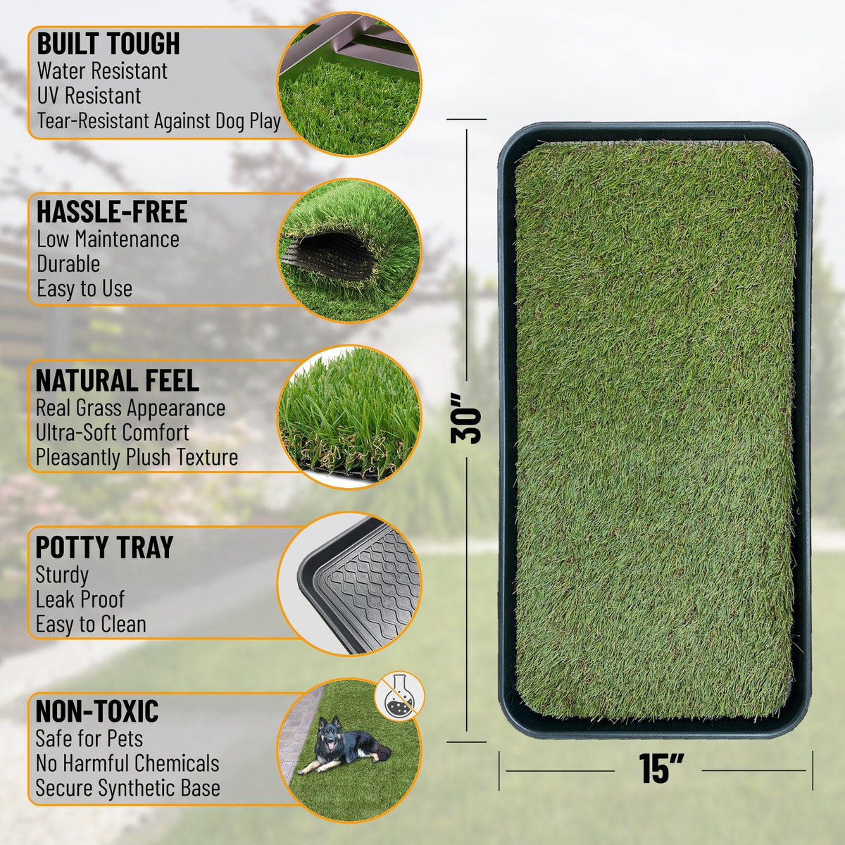 Artificial Grass Puppy Potty Training Pad with Tray 15" x 30" E44428