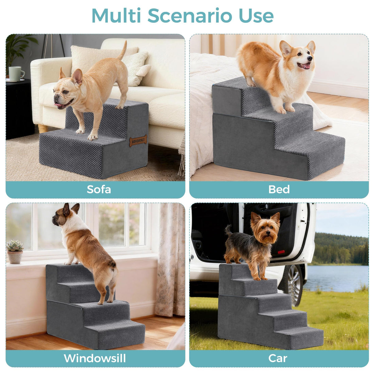 Detachable Non-Slip Grey Dog Stairs I1637
