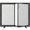 38.5x31in 2-Door Black Wrought Iron Fireplace Screen Y60711